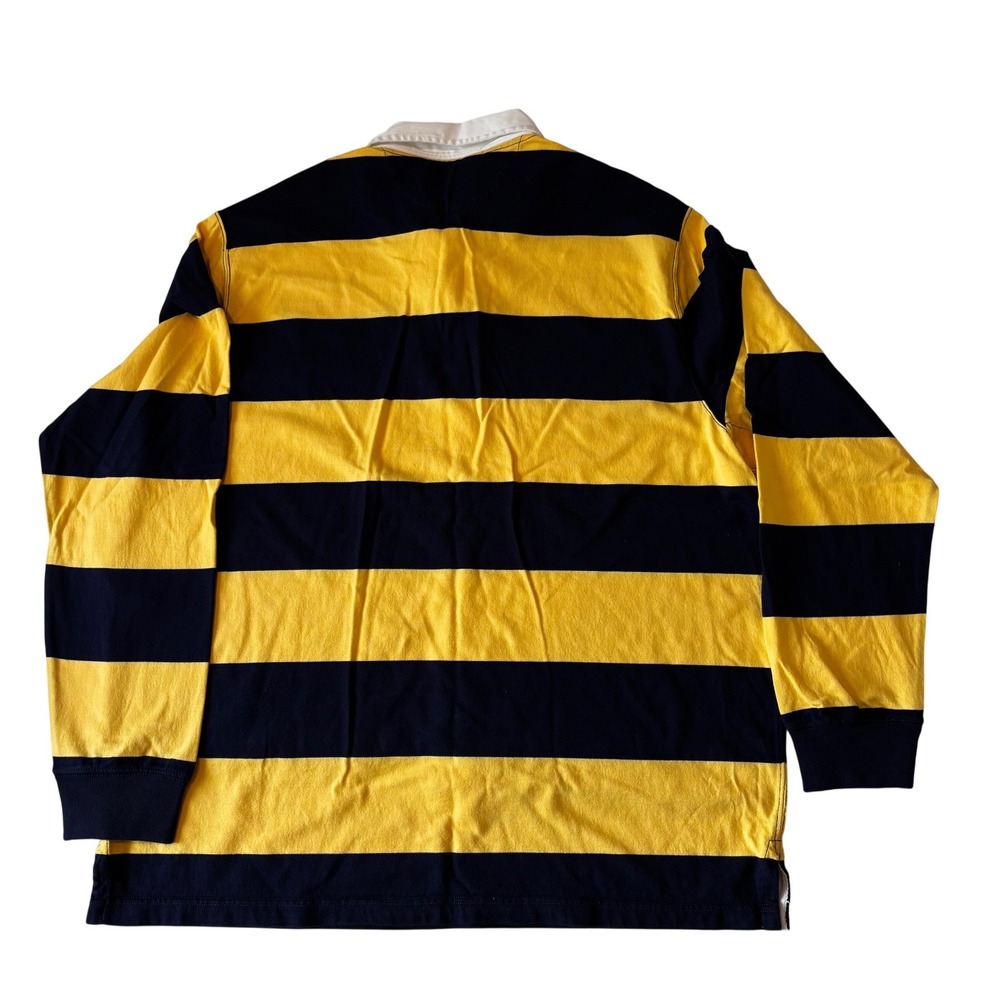 American Living Mens XL Rugby Shirt Cotton Navy Yellow Striped Eagle Flag NWT - Picture 4 of 9